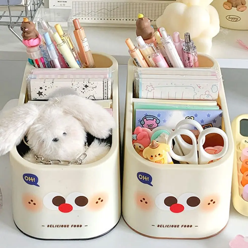 Cartoon Cute Pen Holder Large Capacity High Quality Stationery Storage Box Plastic Multi-function Desktop Organizer