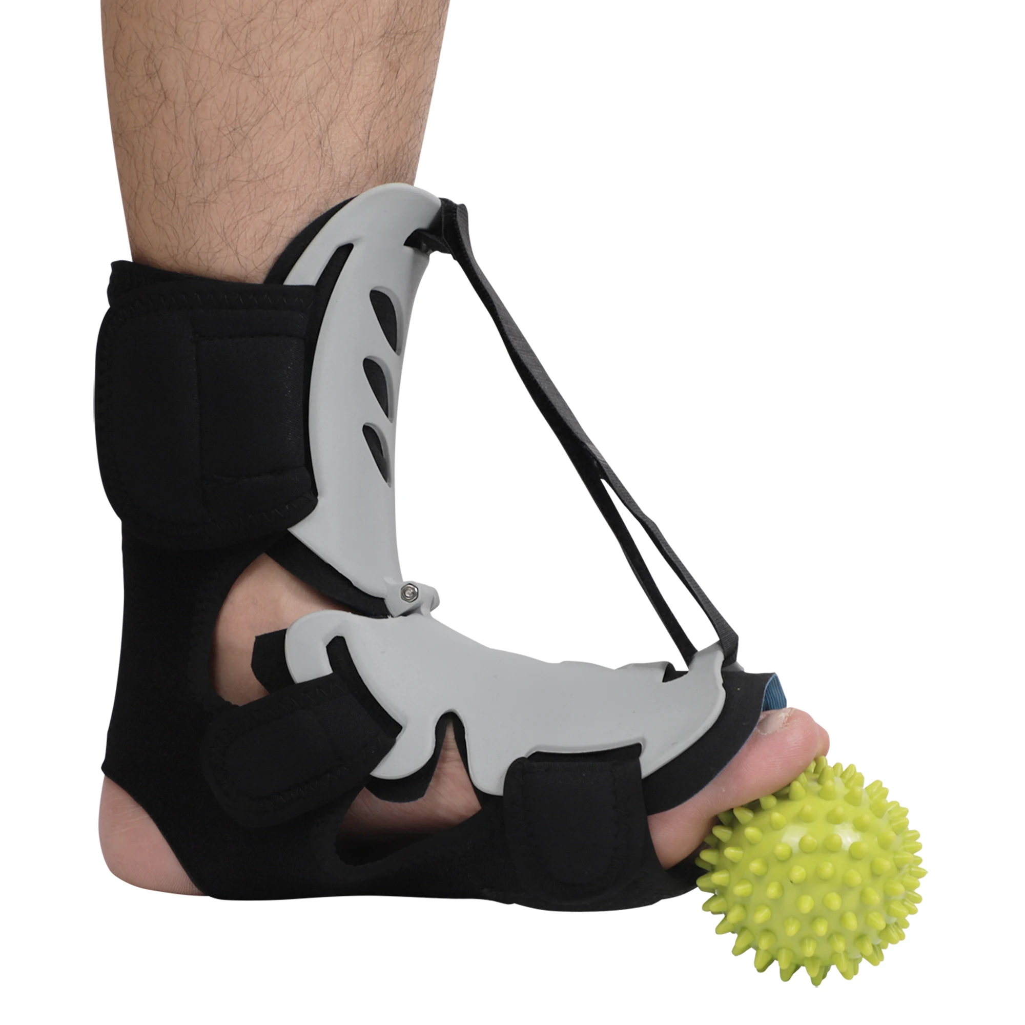 

Plantar Fasciitis Night Splint with Hard Spiky Massage Ball for Foot Pain Relief by Achilles Tendonitis, Foot Drop - Women & Men