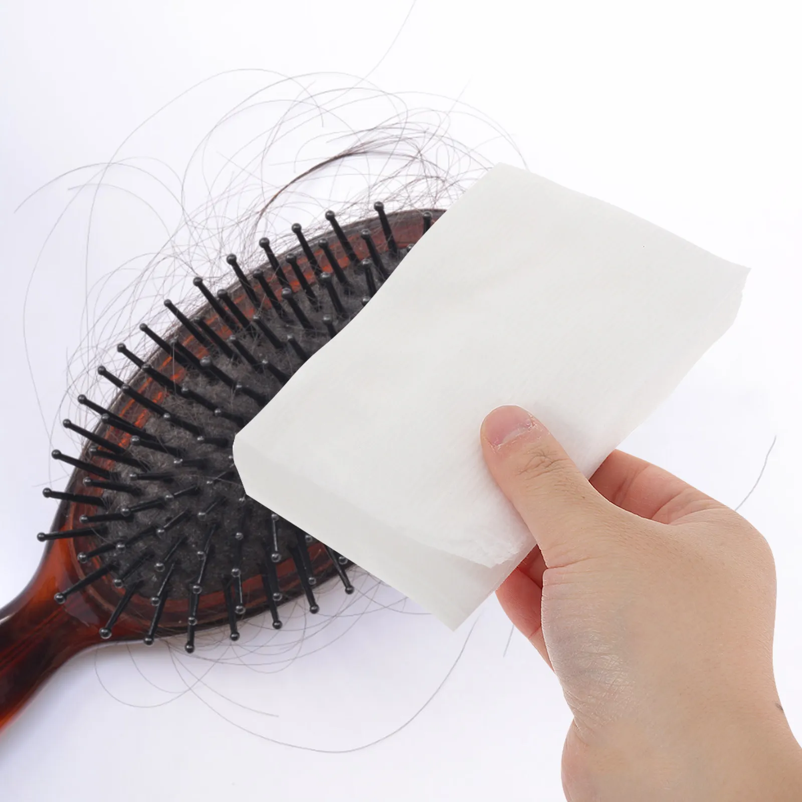 50Pcs Cushion Comb Cleaning Nets Comfortable Cotton Disposable Sheets Hair Brush Cleaner Portable Home Travel Office Use Hair