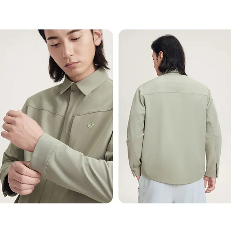 Men's Outdoor Softshell Shirt Jacket – Windproof & Water-Repellent Fleece-Lined Long Sleeve Shirt for Hiking & Casual Wear