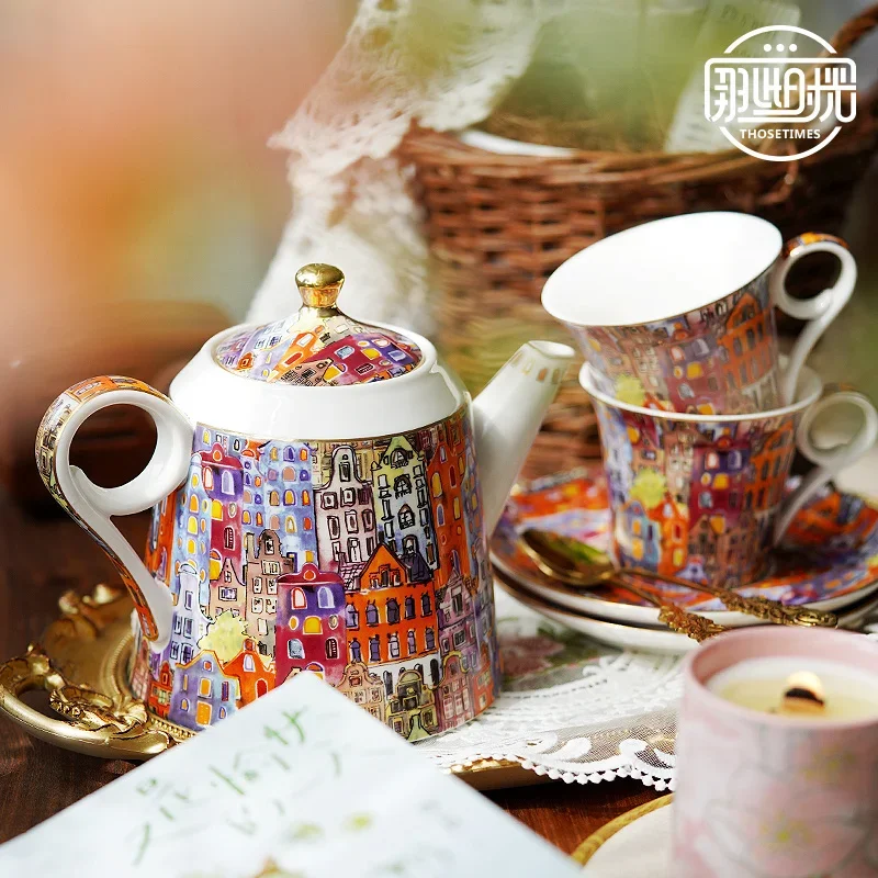 Exquisite high-end English afternoon tea cup tea set, European coffee pot set, household water cup kettle set