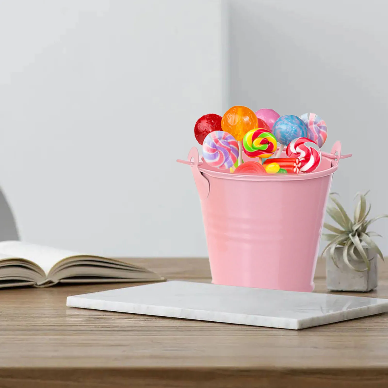 

6Pcs Colorful Candy Tin Bucket Multi-Functional Home Decor Small Flower Planter Mini Iron Storage Pails Ornament