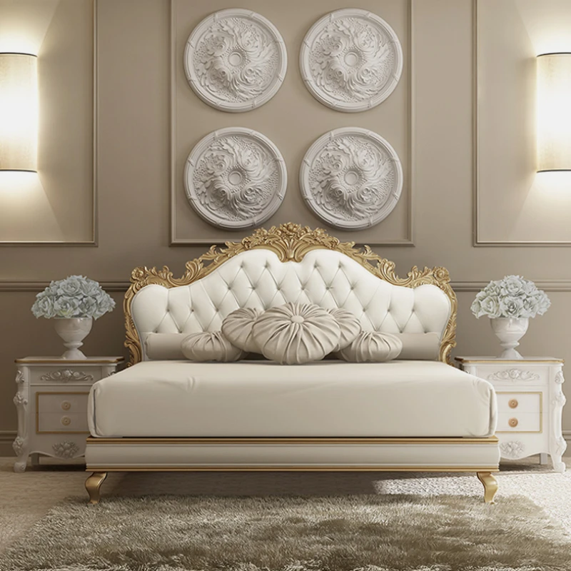 

Master Glamorous Double Bed Designer European Aesthetic Luxury Twin Bed Frame Headboard Cute Letto Matrimoniale Furniture