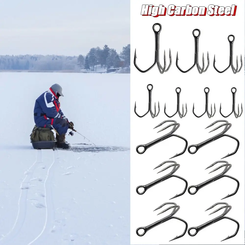 10Pcs New anti-rust Ahite Nickel Super Sharp Fishhooks Treble Fishing Hooks High Carbon Steel Matte Tin Hooks Fishing Tackle