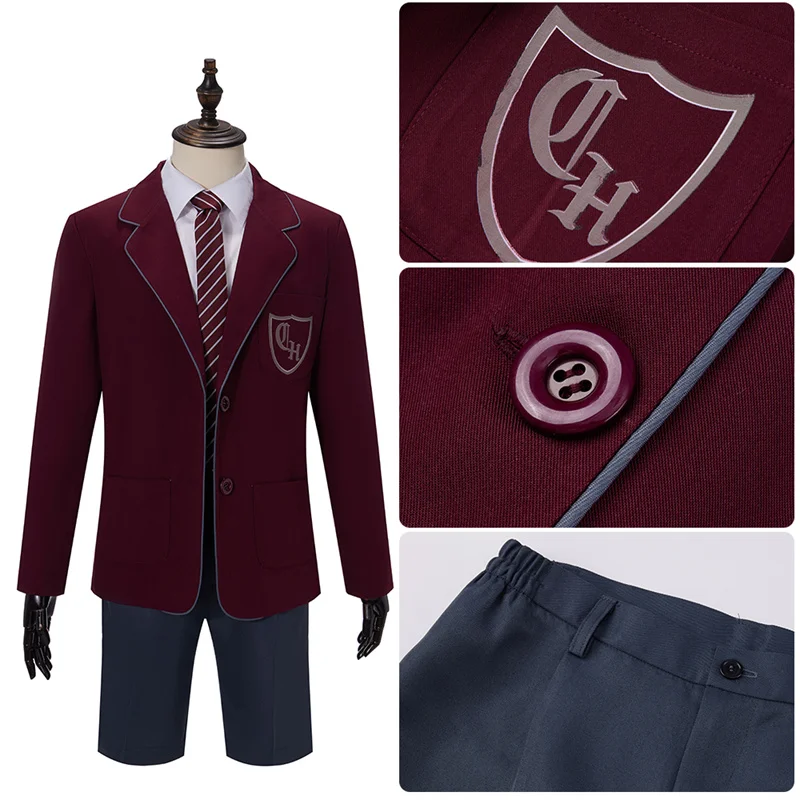 Matilda Grey School Uniform Cosplay Costume Musical Men Women Kids Casual Shorts Uniform Set in Red Halloween Party Outfit view 5