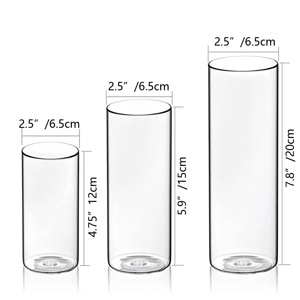 Hurricane Candle Holders for Pillar Votives Floating Candles, Clear Glass Cylinder Flower Vases for Wedding Party Decoration