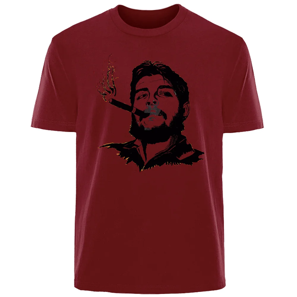 Summer Che Guevara Print High Quality Men\'s 100% Cotton Breathable Sweat Absorbent T-Shirt Casual Fashion Men\'s Streetwear