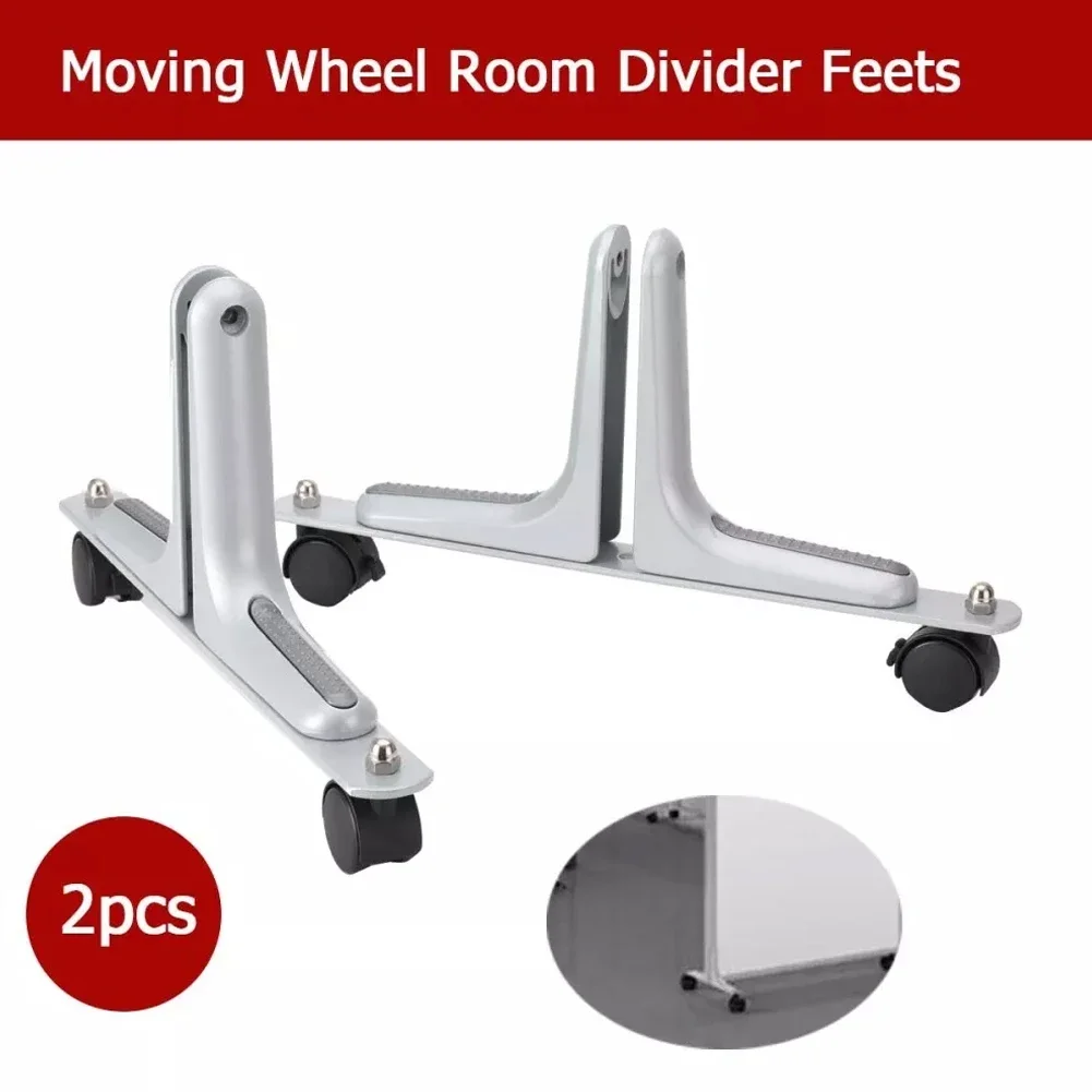 2pcs Aluminum Alloy Privacy Screen Stand Divider With Movable Wheels Room Partition Support Bases Home Office Supplies