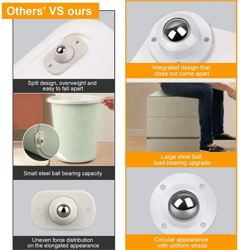 

Y42A-Mini Caster Wheels For Small Appliances, Self Adhesive Caster Wheels, Stainless Steel Rollers (24 PCS, White)