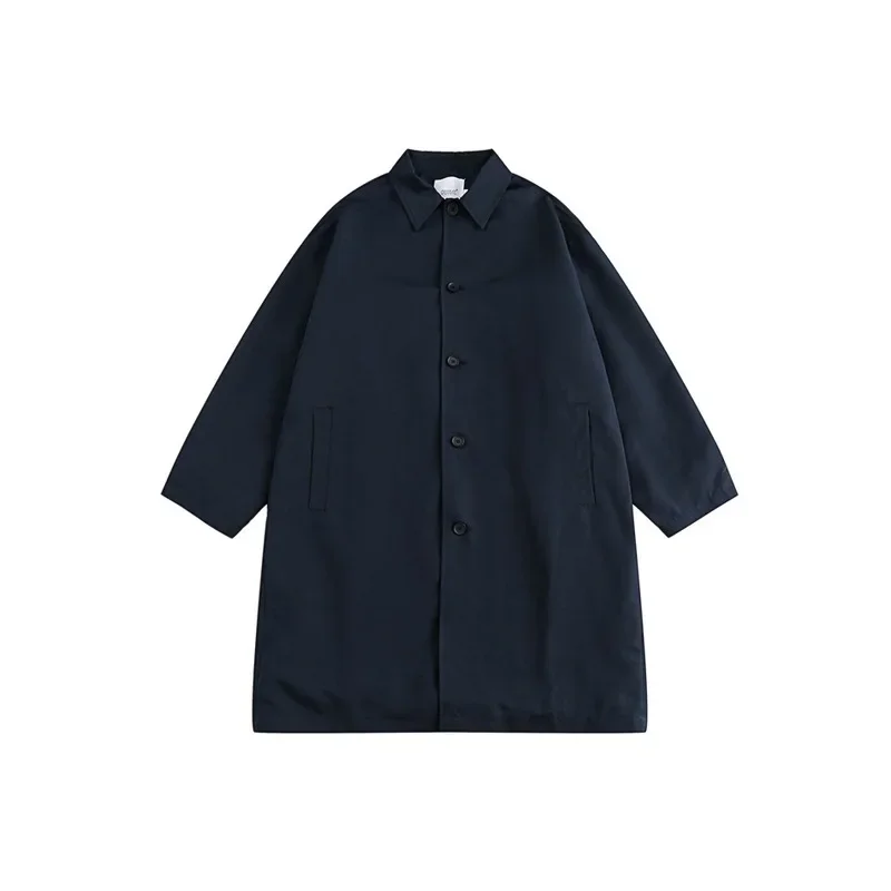 American Retro Japanese Workwear Cityboy Long Trench Coat Unisex Loose Casual Streetwear Fashion All Match Outerwear