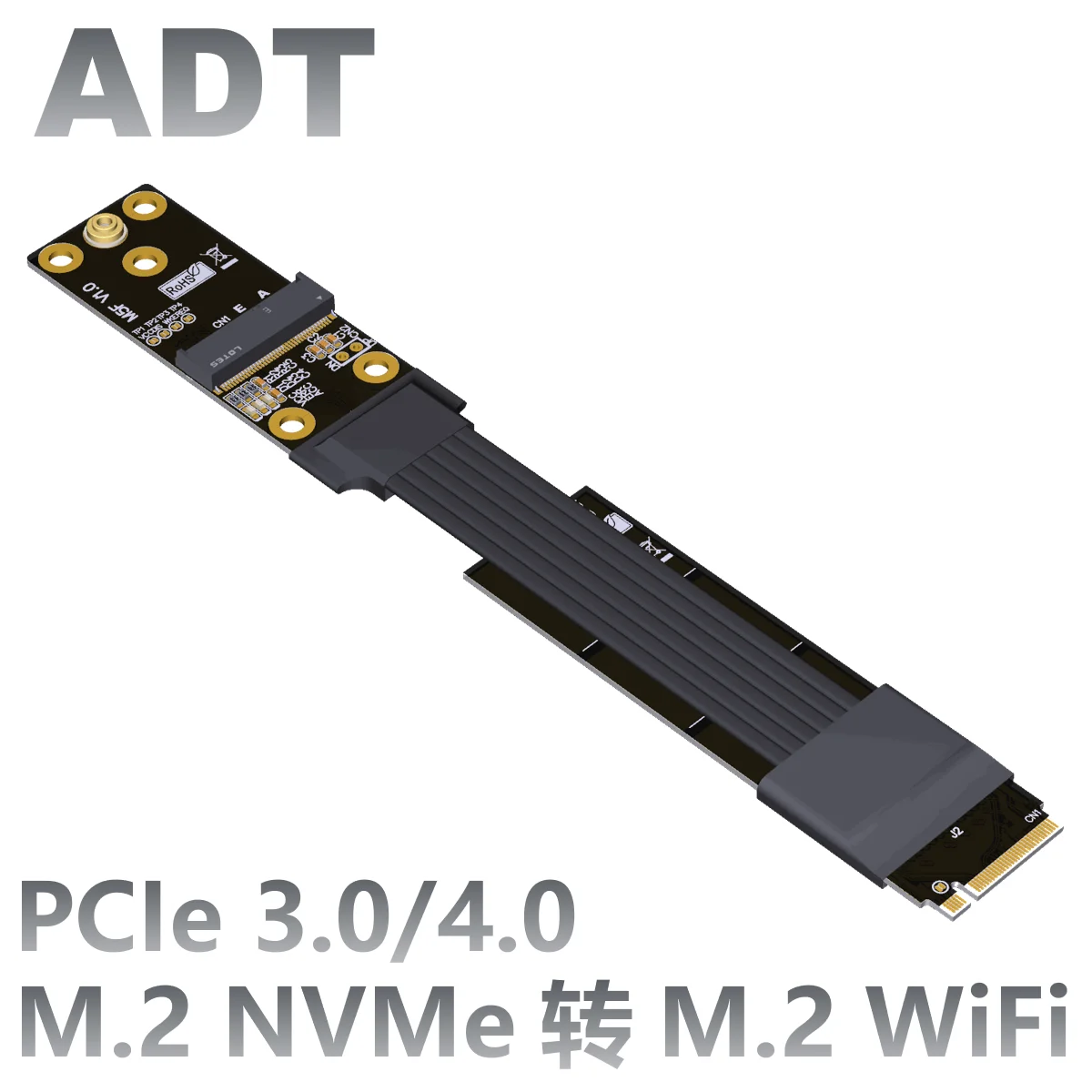 

ADT-Link M.2 NVMe to M.2 WiFi Удлинительный кабель M.2 NVME Key M to M2 WIFI Key A.E Riser Card Адаптер для PCI-E 4.0 3.0 Full Speed