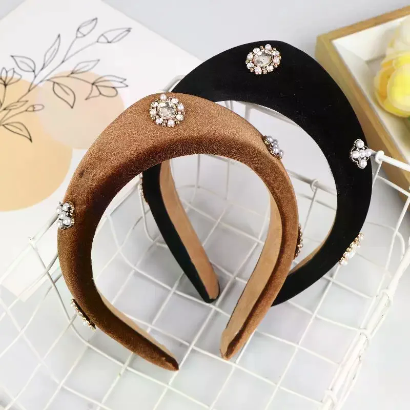 Bandeau en velours pour femmes, nouveau bandeau en épingle à cheveux rétro britannique européen et américain pour filles, couvre-chef de loisirs à domicile