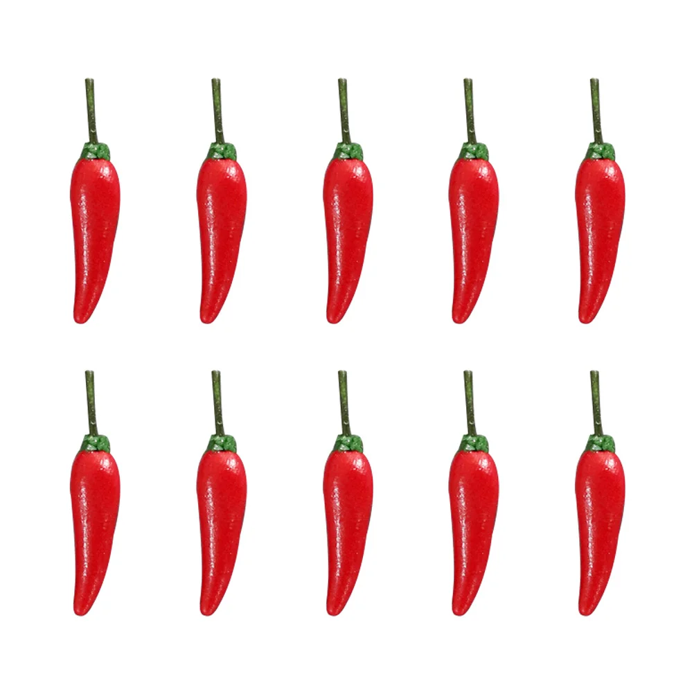 

10 Pcs Mini Vegetable Model Simulation Pepper Hot Peppers Miniatures Toys Tiny House Kit Items