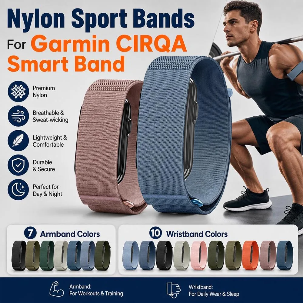 Premium Woven Nylon Bicep for Garmin Cirqa Smart Band Replacement Armband Wristband for Fitness Tracker for Garmin Cirqa Strap