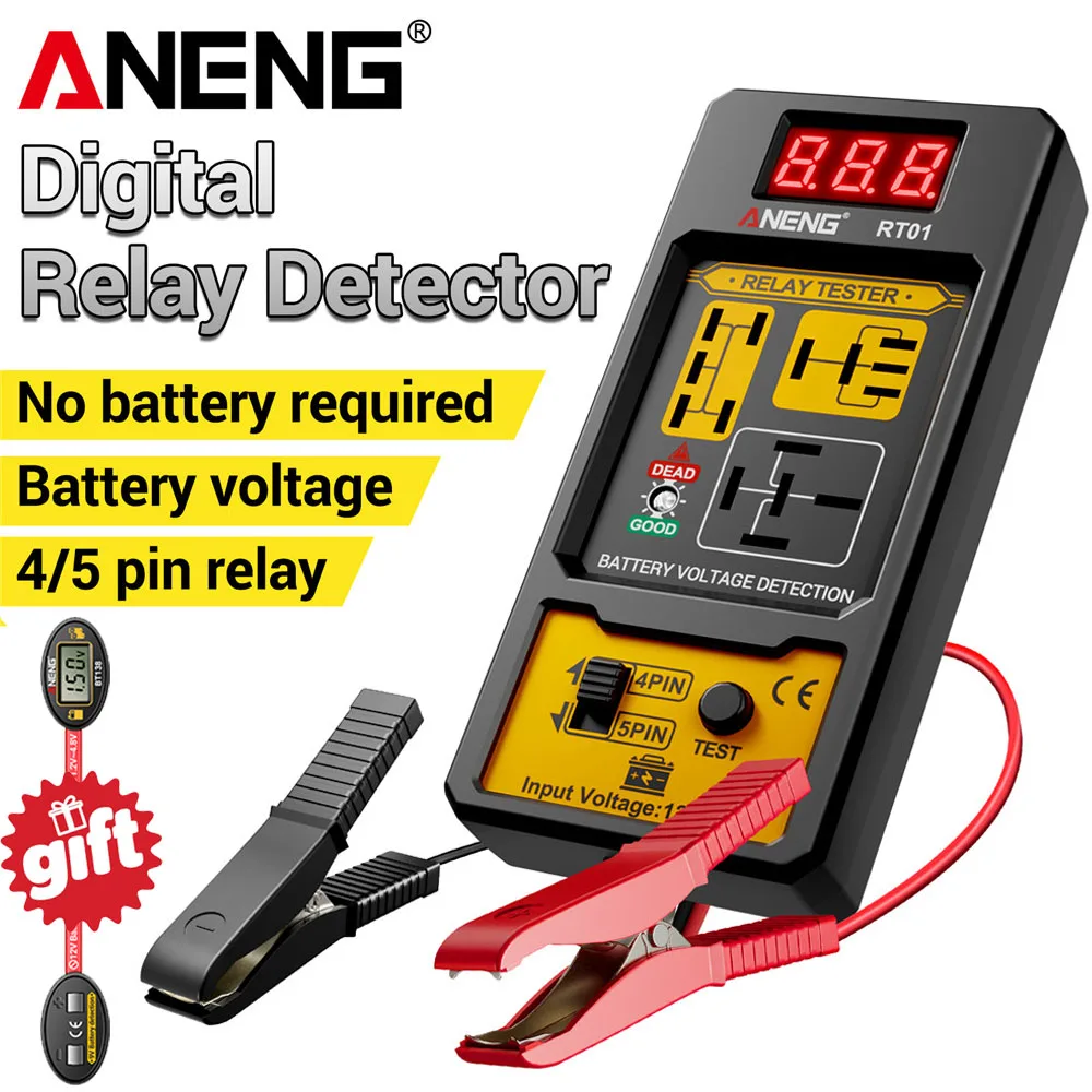 

ANENG Car Battery Relay 11-25V Detector Digital Universal RT01 Detector BT138 Battery Level Tester Portable Multi-functional Too