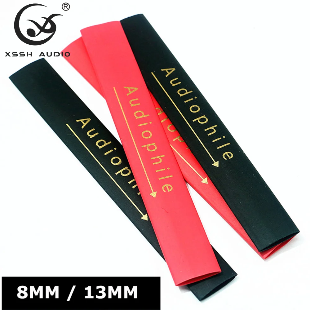 20 Stück 8mm 13mm Durchmesser Rot Schwarz XSSH Audio YIVO PVC Code Goldfarbener Aufdruck Logo Pfeile Wärmeschrumpfender Silikon-Gummi-Schlauch – Detail 6