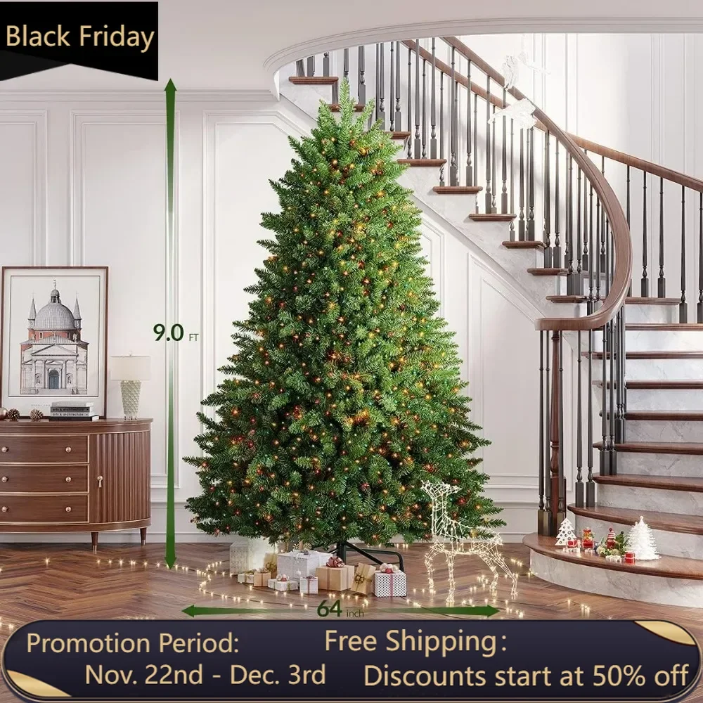 9 Foot Christmas Tree, Full Premium Hinged Blue Spruce Artificial Christmas Tree with Realistic 4668 Thicken Tips, Unlit