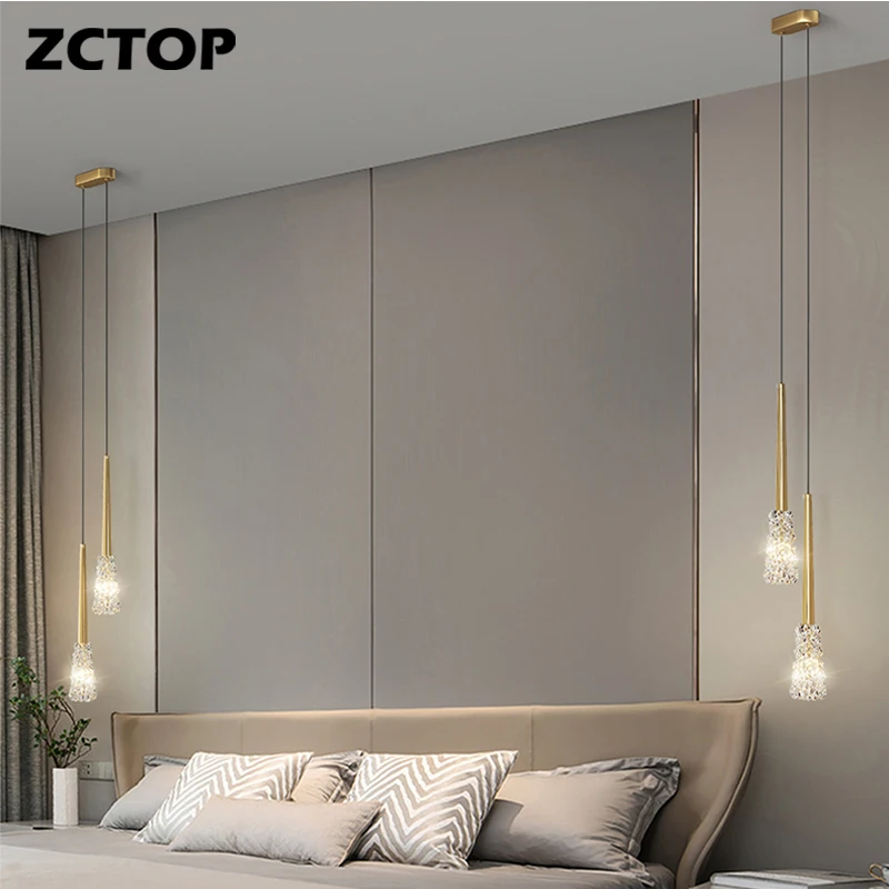 Full Copper Bedside Lights Modern LED Chandeliers Gold Black Pendant Light for Dining Room Kitchen Bar Hotel Decor Hanging Light