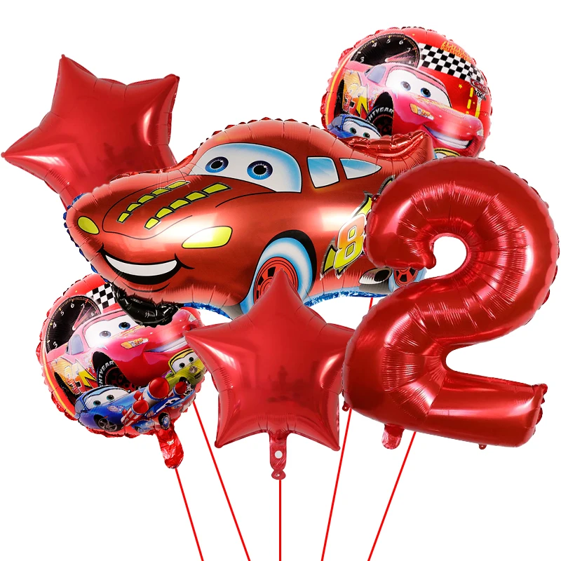 6Pcs Cartoon Disney Cars Story Lightning McQueen Foil Balloon Children\'s Birthday Party Decoration Balloon