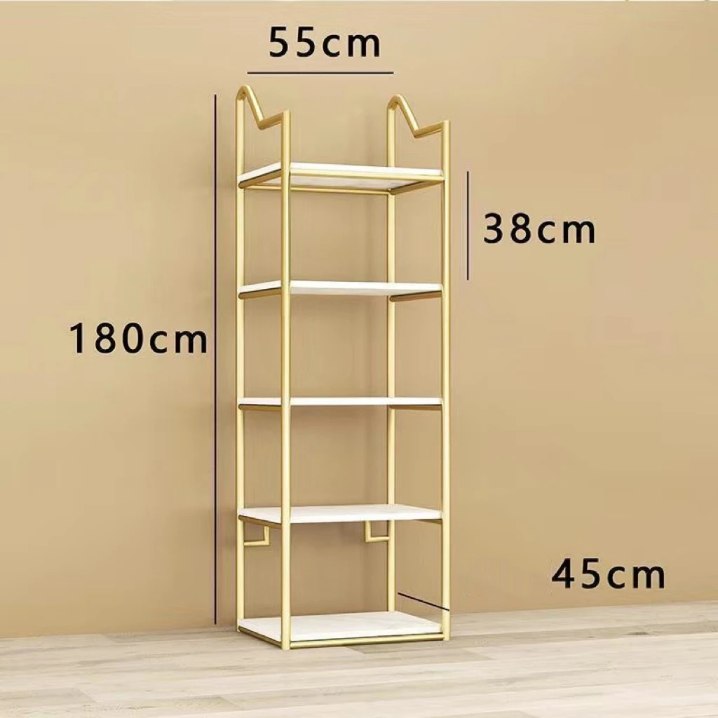 ForMulti-layer Shop Furniture Metal Display Stand Glossy  Gold Shoe Bag Display Rack Hanging Clothes Shelf