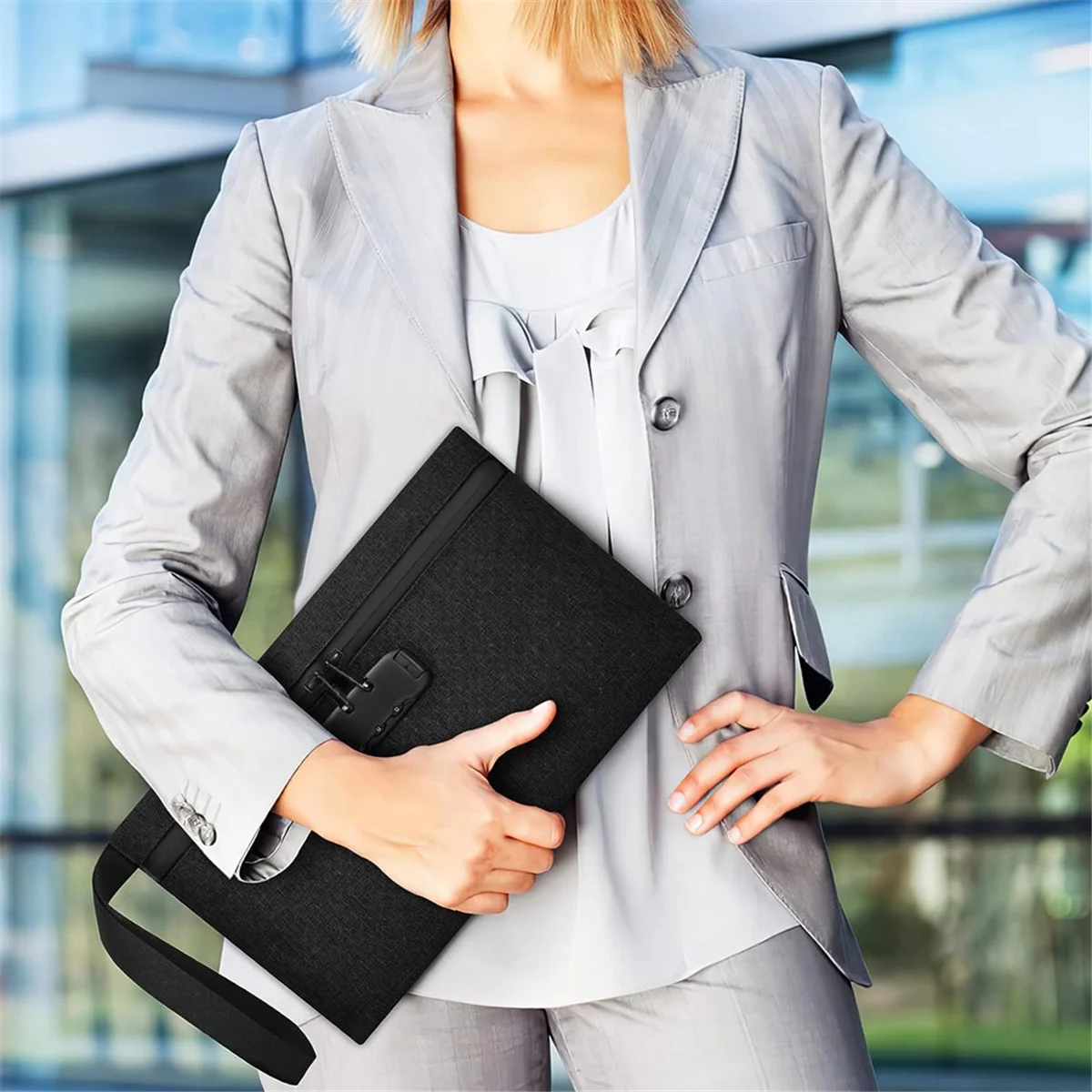 ABQR Money Bag with Lock, Lockable Cash Bag, Waterproof Bank Bag with Zipper and Lock for Cash, Cell Phone B