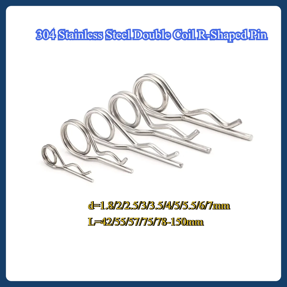 

304 Stainless Steel Double Coil R-shaped Pin/open Spring Pin length42/55/57/75/78-150mm
