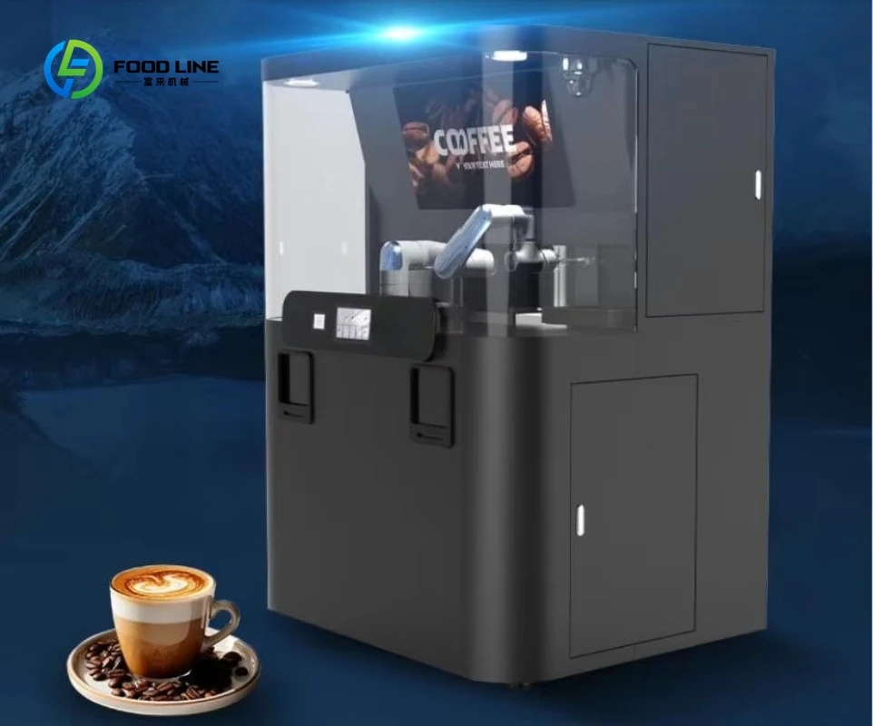Customized Unmanned Automatic Robot Arm Coffee Vending Machine Touch Screen Espresso Maker SDK Enabled DIY Printing Barista