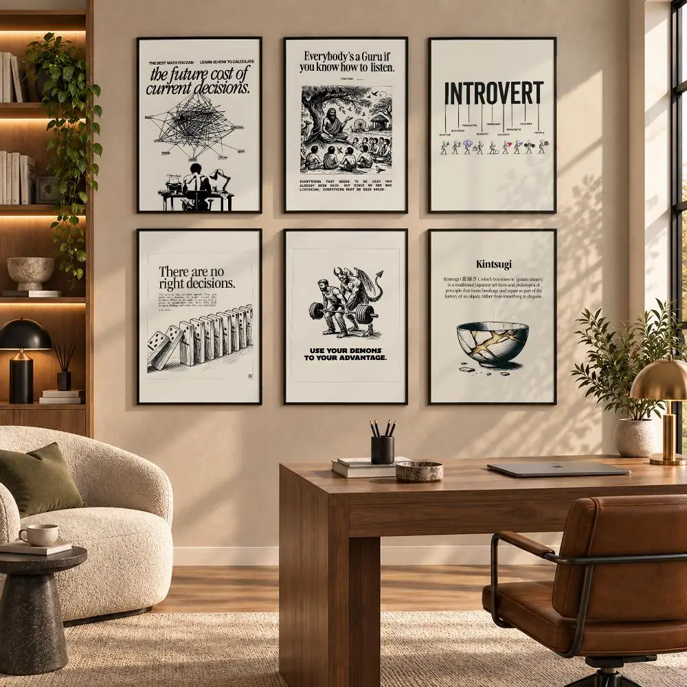 Quote Life Attitude Poster Self-adhesive Art Waterproof Paper Sticker Coffee House Bar Room Wall Decor