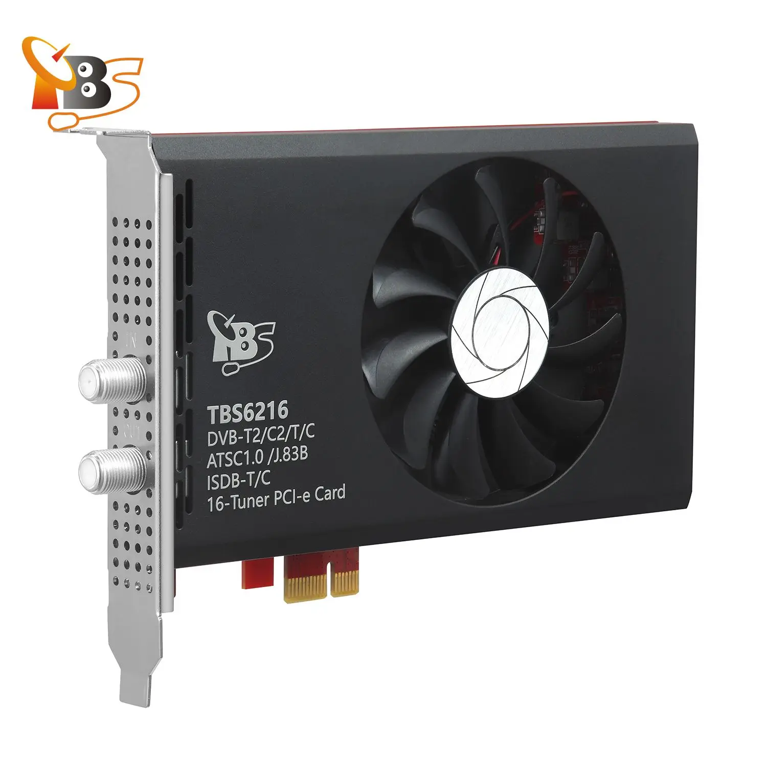 TBS6216 16-Tuner PCIe بطاقة دعم DVB-T2/C2/T/C(J.83A/B/C)/ISDB-T/C/ATSC1.0 كابل أرضي للبث المباشر قنوات تلفزيون FTA