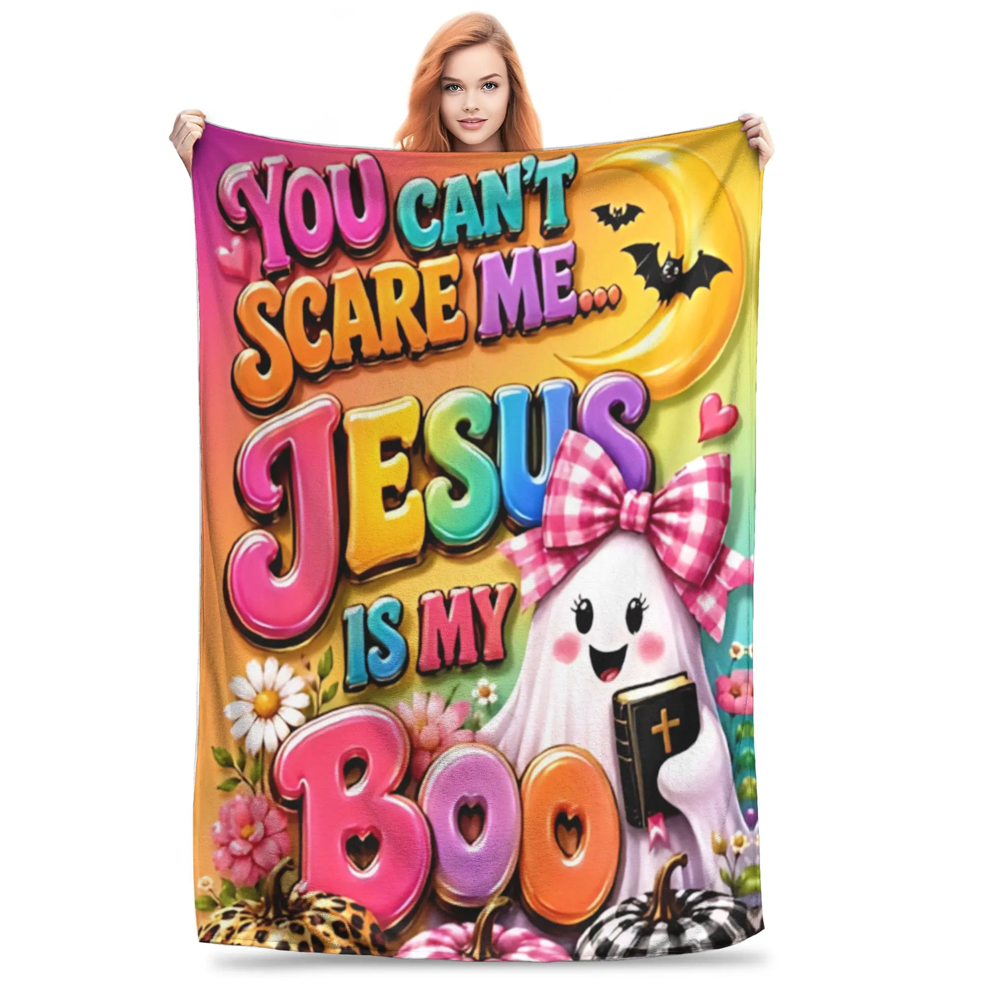 1PC Home Thankful Grateful Blessed Blanket Throw Blanket  Novelty Warm Blanket All Season Gift for Happy Halloween Give Thanks