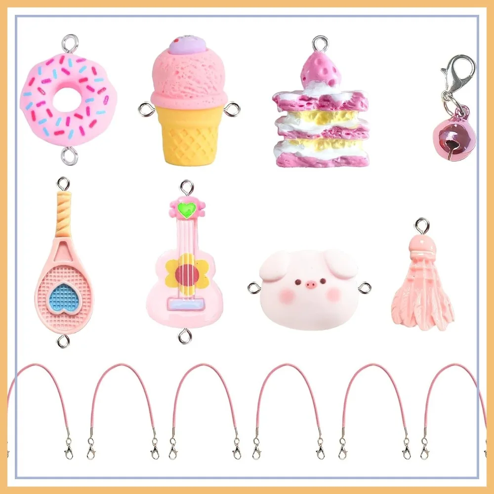 

8Pcs Mini Doll Accessories Set: Badminton, Donuts, Cake, Guitar, Pig Bag, Ice Cream, Bell for 3.94-6.7in Dolls