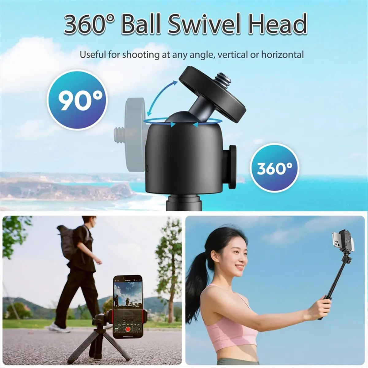 L77A MT88 Tripod Selfie Stick Desktop Tripod Hand-Held Tripod Stand for Smartphone Camera for Backpack Clip