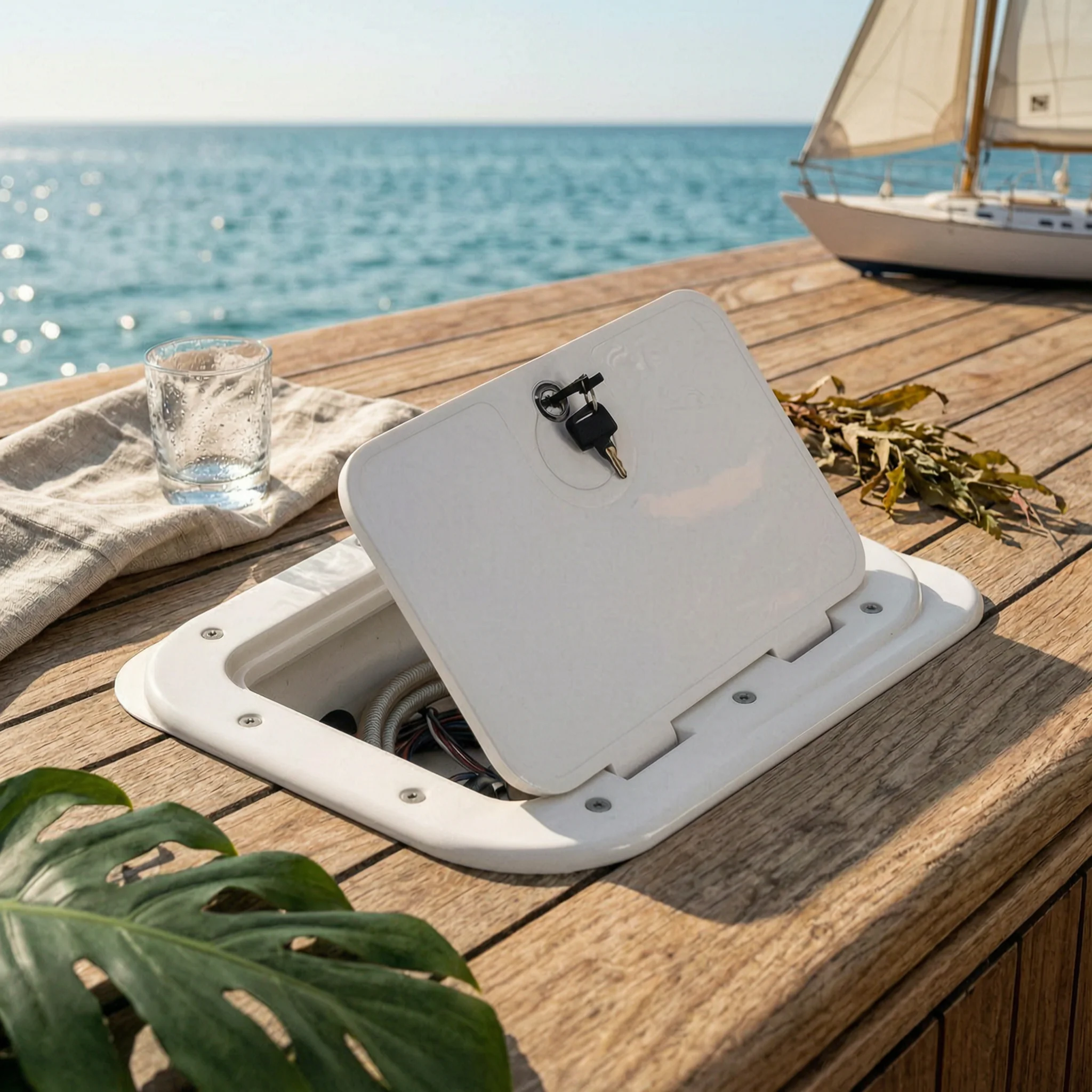 Marine Inspection Hatch Easy Open Inspection Hatch with Hinged Lid Long-Lasting Slim-Profile for Yacht Builders, Boats, Yachts