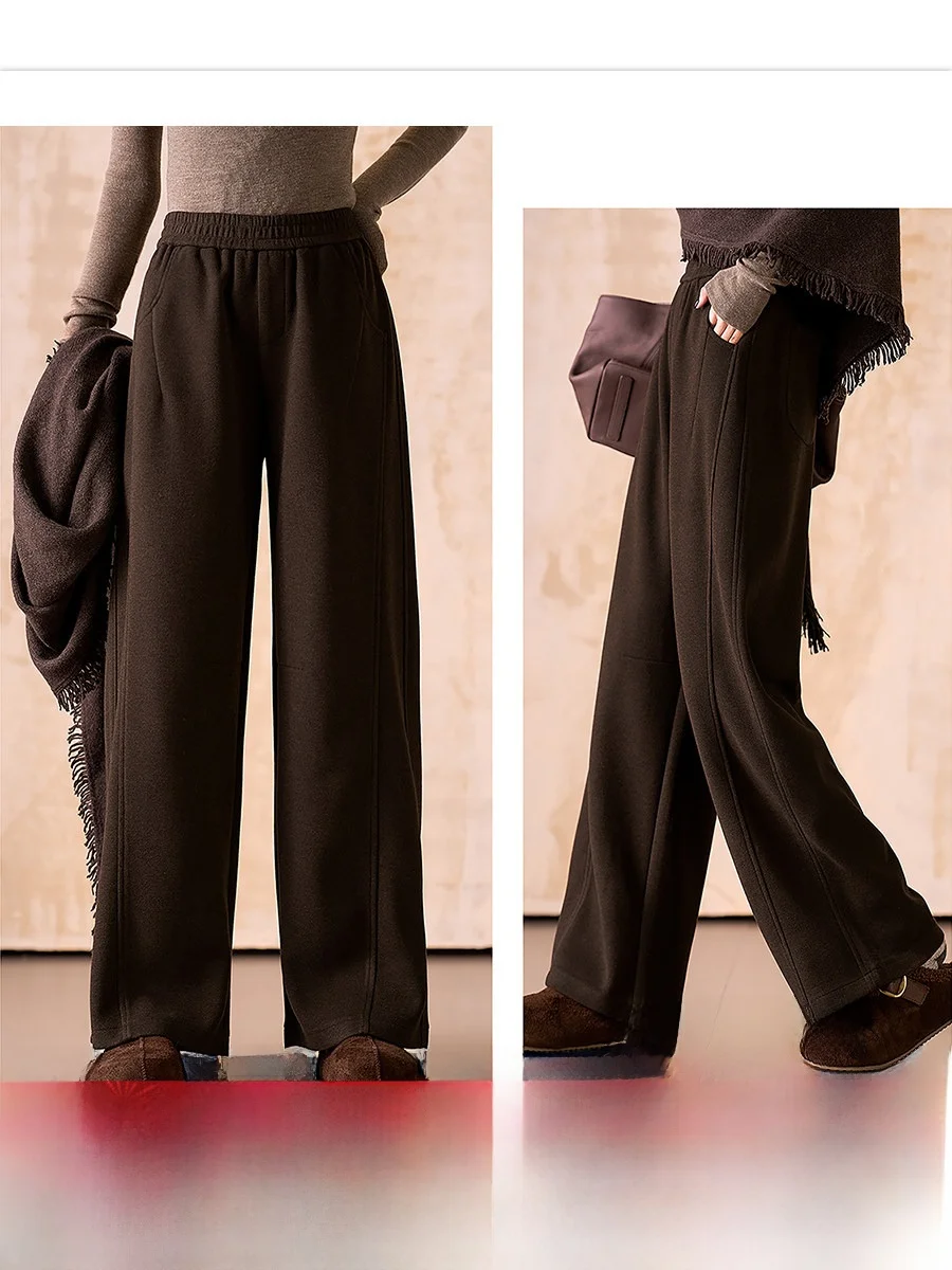 

Autumn Winter Wool Blend Straight Leg Pants Tailored Fit Non Collapsing Lengthening Legs Commute Trousers Ladies Casual Wear