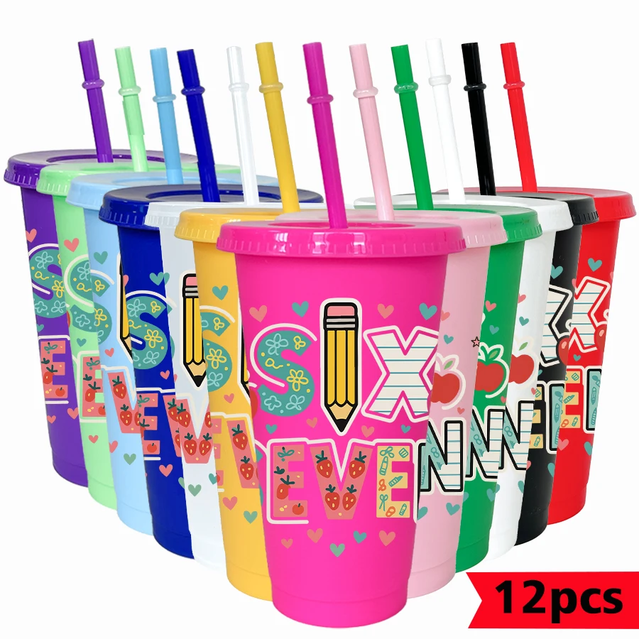 12Pcs/lot 67 Series Love Pencil 26oz Colored Plastic Tumbler Birthday Party Drinkware Homecoming Water Cup