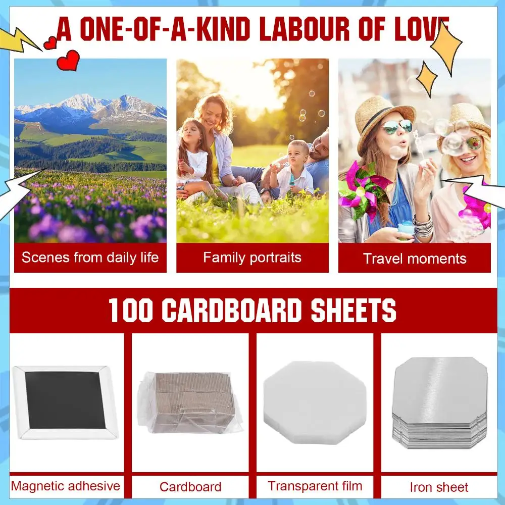 

Пресс для изготовления значков 50x50 мм, квадратный, для самостоятельного изготовления, с 100 комплектами материалов, набор для создания магнитных кнопок, для рукоделия, домашнего использования и бизнеса