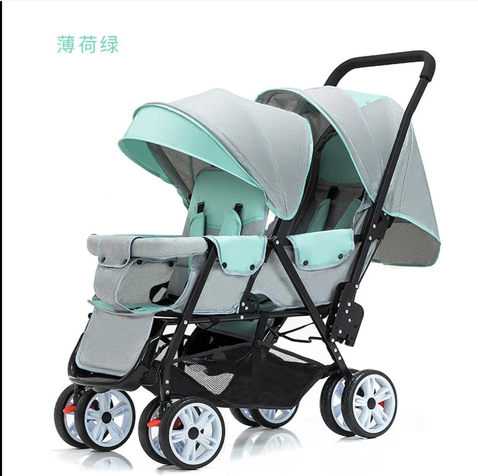 The Twin Baby Stroller Can Sit Back and Forth and Can Lie Flat and Lightly Folded Double Baby Stroller Second Child Era