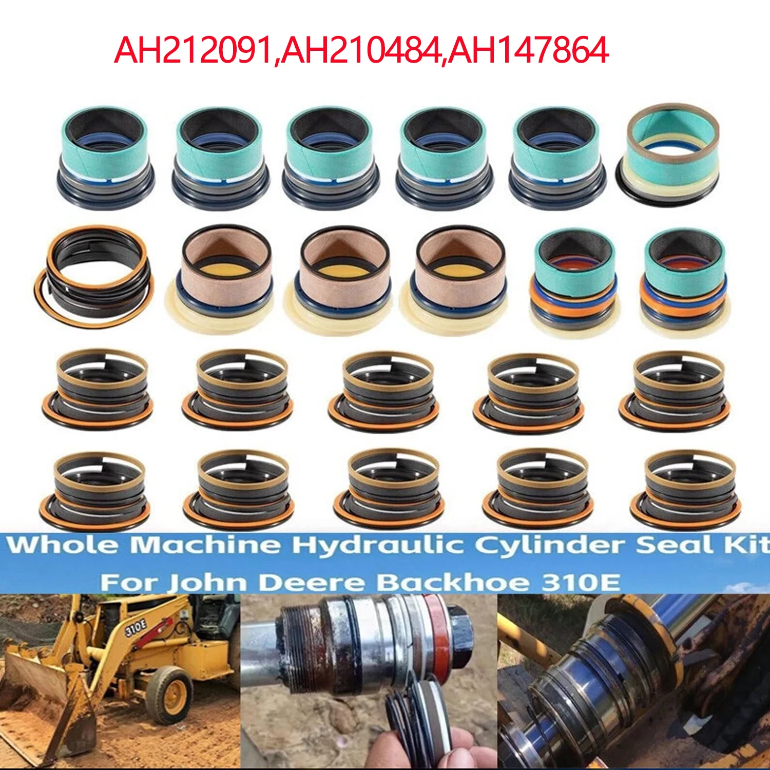 AH147868 AH149813 AH149814 AH212585 Whole Machine Hydraulic Cylinder Seal Kit for Backhoe 310E Rebuild Repair Seals Kit