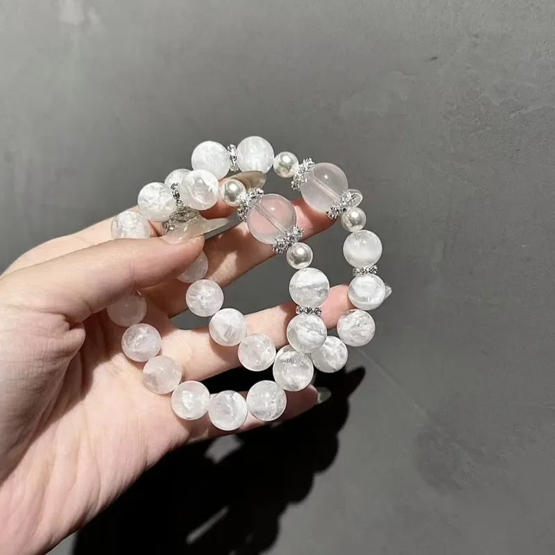 Natural snowflake ghost crystal bracelet women's niche light luxury jewelry temperament exquisite high-end beaded bracelet