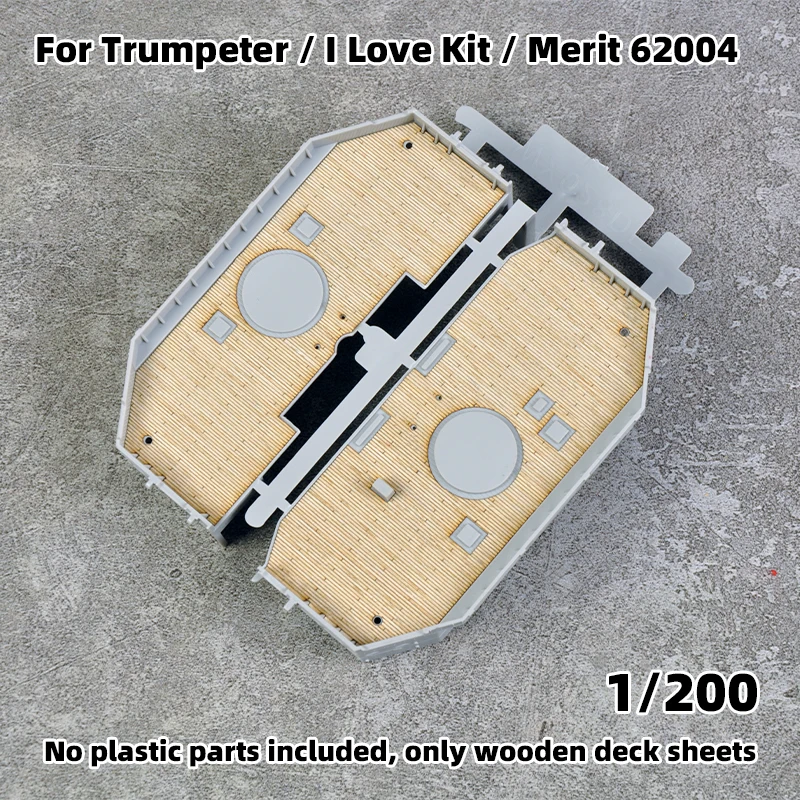 Modell-Upgrade-Teile: Lasergeschnittene Holzdeckplatte mit selbstklebender Ankerkette für Merit I Love Kit 62004 Battleship 1905 1/200 – Detail 2