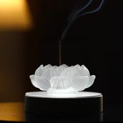 Household Glass Incense Burner for Indoor Lotus Thread Incense Pedestal Decoration Aromatherapy Stove Incense Tray