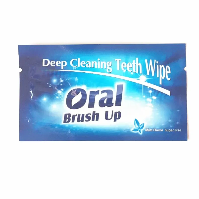 200pcs Disposable Teeth Deep Cleaning Wipes Brush Up Woven Cloth Mint Flavor Oral Hygiene Care Tools Residue Stains Remove Wipe