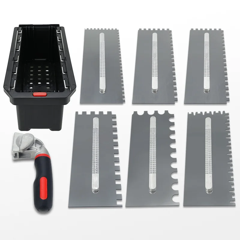 Multi-size Stainless Steel Scraper & Trowel Set, Tile Installation Tools, Mud Scraper Kit with Handle & Toolbox