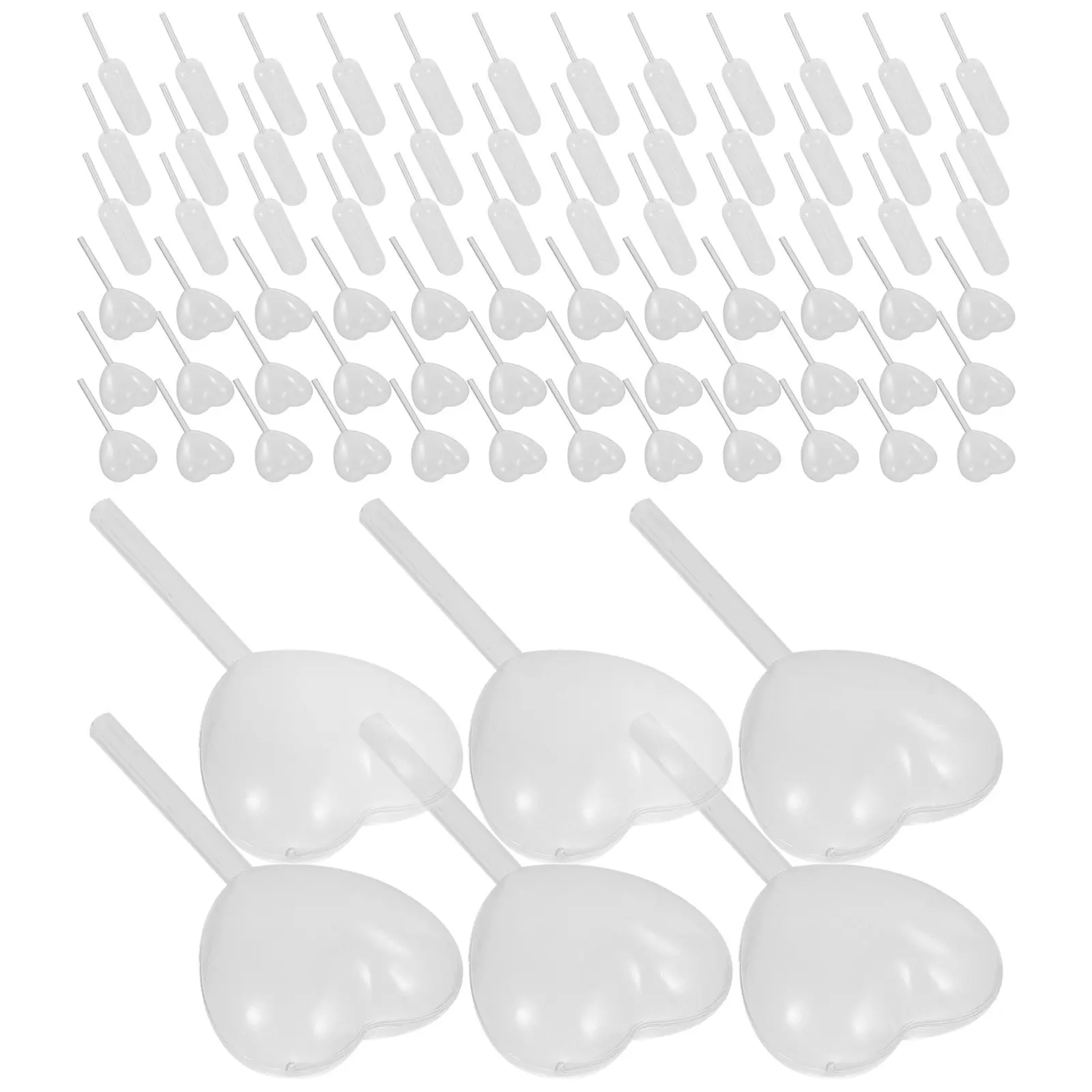 100 Pipetas Cuentagotas Líquidas Pequeñas Transparentes en Forma de Corazón Rectangular, Mini Pipetas para Cupcakes, Chocolates y Postres