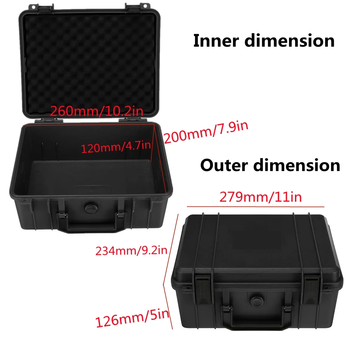 Imagem -03 - Caixa de Ferramentas de Instrumento de Segurança ao ar Livre com Espuma à Prova de Choque Caixa de Ferramentas de Armazenamento Equipamentos Case de Ferramentas Recipientes Selados 279x234x126 mm