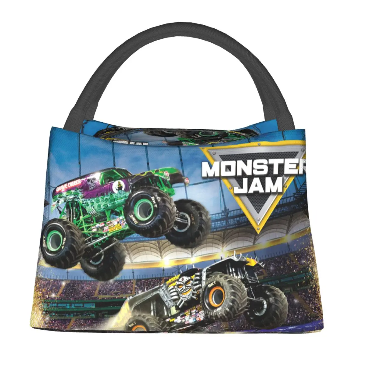 Borse per il pranzo classiche con motivo Monster Jam Scatola Bento isolata Borsa per il pranzo riutilizzabile Borse da picnic Borsa termica più fresca per donna Bambini