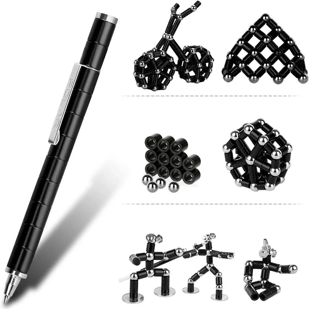 Magnetic Fidget Pen Metal Decompression Pen Multifunctional Deformable Writing Pen Stress Reliever Finger Spinning Gifts