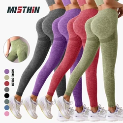 Mallas sin costuras MISTHIN para mujer, ropa deportiva de cintura alta, pantalones cortos de entrenamiento para gimnasio, Fitness, ejercicio, Yoga, mallas Push Up, botín informal