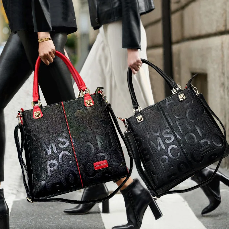 Ladies' fashionable letter business tote bag with large capacity and multiple compartments, perfect for mothers as a handbag