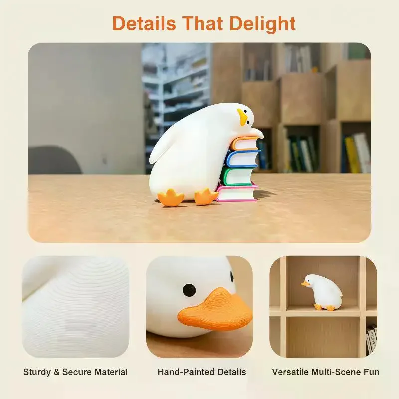 Funny Cute Duck Bookend Decorative Non-Skid Book Holder for Kids Bookshelf Home Office Desktop Organizer Creative Gift